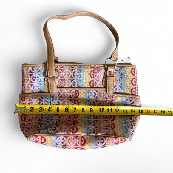 NEW Giani Bernini Rainbow Mulitcolor Logo Tote Bag Snap Closure Double Straps - Picture 7 of 8